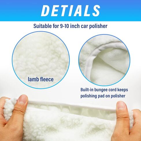 6 PCS Car Polishing Bonnet Buffing Pad Cotton Buffing Pad Cover for 5" - 6" Car Polisher, White in Kuwait