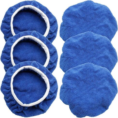 6 PCS Car Polishing Bonnet Buffing Pad Cotton Buffing Pad Cover for 5" - 6" Car Polisher, White in Kuwait