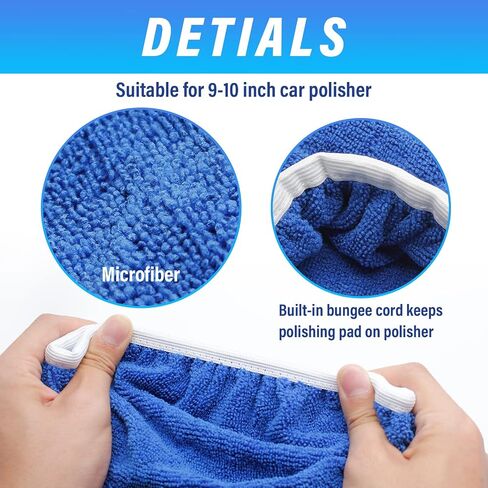 6 PCS Car Polishing Bonnet Buffing Pad Cotton Buffing Pad Cover for 5" - 6" Car Polisher, White in Kuwait