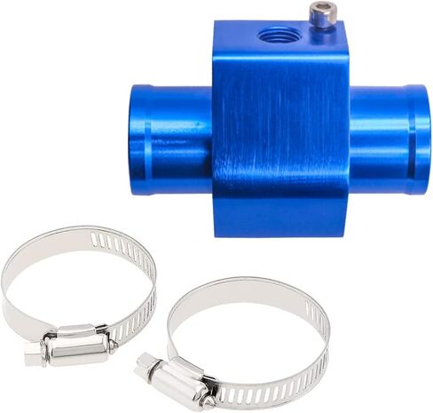 1 PC Black Aluminum Water Temp Meter Temperature Gauge Joint Pipe Radiator Sensor Adaptor with Hose Clamps (26MM) in Saudi Arabia