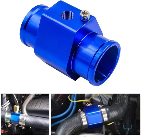 1 PC Black Aluminum Water Temp Meter Temperature Gauge Joint Pipe Radiator Sensor Adaptor with Hose Clamps (26MM) in Saudi Arabia