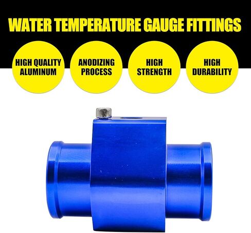 1 PC Black Aluminum Water Temp Meter Temperature Gauge Joint Pipe Radiator Sensor Adaptor with Hose Clamps (26MM) in Saudi Arabia