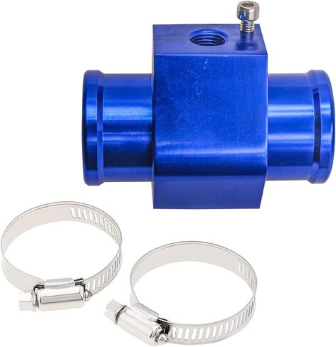 1 PC Black Aluminum Water Temp Meter Temperature Gauge Joint Pipe Radiator Sensor Adaptor with Hose Clamps (26MM) in Saudi Arabia