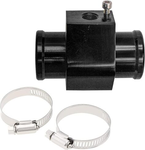 1 PC Black Aluminum Water Temp Meter Temperature Gauge Joint Pipe Radiator Sensor Adaptor with Hose Clamps (26MM) in Saudi Arabia