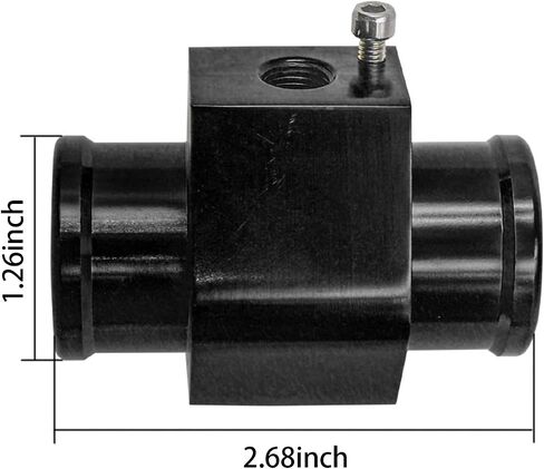 1 PC Black Aluminum Water Temp Meter Temperature Gauge Joint Pipe Radiator Sensor Adaptor with Hose Clamps (26MM) in Saudi Arabia