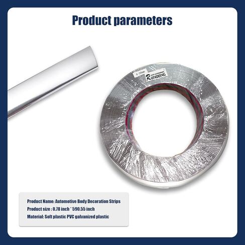 Dewkou Pack-1 Car Chrome Trim Molding, 0.06 x 49.2 Ft Self-Adhesive Car Side Body Anti-Collision Strip, DIY Shiny Trim Strips Universal for Various Models (Silver) in Kuwait