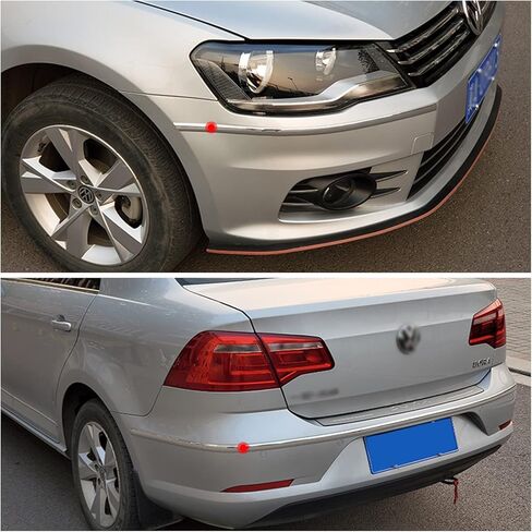 Dewkou Pack-1 Car Chrome Trim Molding, 0.06 x 49.2 Ft Self-Adhesive Car Side Body Anti-Collision Strip, DIY Shiny Trim Strips Universal for Various Models (Silver) in Kuwait