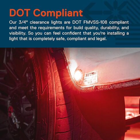 TRUE MODS 3/4" Inch Round Amber Trailer 12V LED Marker Light [DOT FMVSS 108] [SAE P2PC] [Semi-Spherical Output] [IP67 Waterproof] [Bullet Style] Small Clearance Marker Lights for Trailer Truck RV in Saudi Arabia