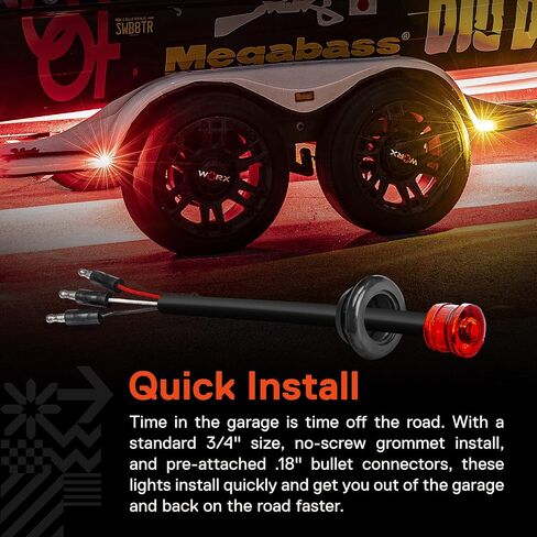 TRUE MODS 3/4" Inch Round Amber Trailer 12V LED Marker Light [DOT FMVSS 108] [SAE P2PC] [Semi-Spherical Output] [IP67 Waterproof] [Bullet Style] Small Clearance Marker Lights for Trailer Truck RV in Saudi Arabia