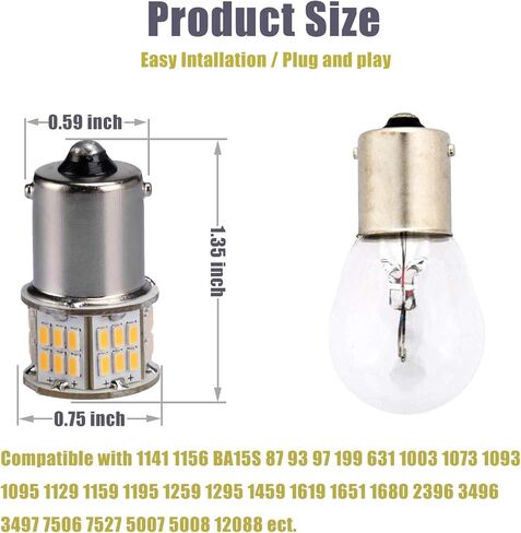 مصابيح LED فائقة السطوع 12-24 فولت من iBrightstar 1141 1156 1003 1073 BA15S 7506 بديلة لمصابيح الفرامل الداخلية RV المعكسة، بيضاء دافئة (4000K) in Kuwait