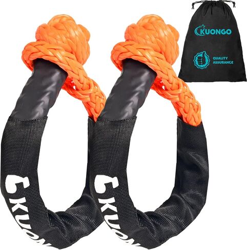 Synthetic Soft Shackle 7/16"x20", Soft Shackle Recovery Rope 35000lbs Breaking Strength with Protective Sleeves, for Truck ATV UTV SUVs Off-Road Vehicel (2Pack Red) in Kuwait