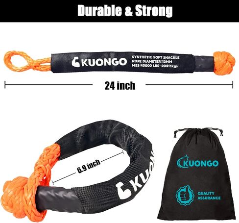 Synthetic Soft Shackle 7/16"x20", Soft Shackle Recovery Rope 35000lbs Breaking Strength with Protective Sleeves, for Truck ATV UTV SUVs Off-Road Vehicel (2Pack Red) in Kuwait