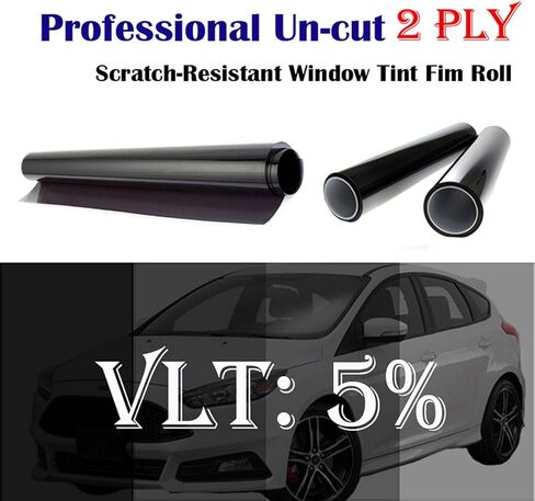 MKBROTHER 2PLY 5% VLT 12" in x 100' Ft (12in x 1200in) Heat & UV Block Window Tint Adhesive Film Windshield Sun Visor Strip in Kuwait