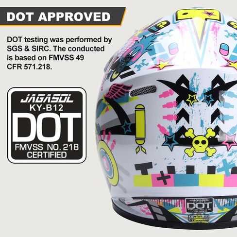 JAGASOL DOT الشباب موتوكروس الطرق الوعرة الشارع خوذات الدراجة الترابية للأطفال 8-14، خوذة BMX MX ATV مع نظارات واقية DOT المعتمدة in Kuwait