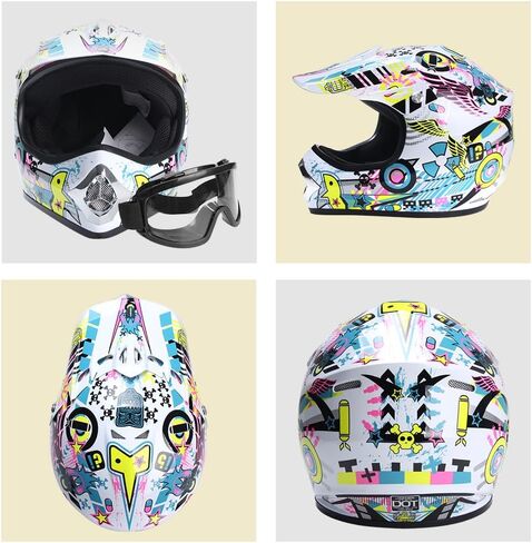 JAGASOL DOT الشباب موتوكروس الطرق الوعرة الشارع خوذات الدراجة الترابية للأطفال 8-14، خوذة BMX MX ATV مع نظارات واقية DOT المعتمدة in Kuwait
