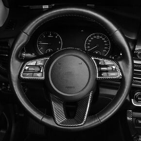 Carbon Fiber Style Steering Wheel Cover Trim Compatible with KIA Seltos Accessories