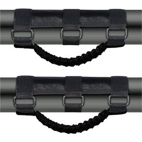 Roll Bar Grab Handles for Jeep Wrangler Accessories JL JK TJ YJ Gladiator, Black Paracord Jeep Hand Grips, Packs of 2