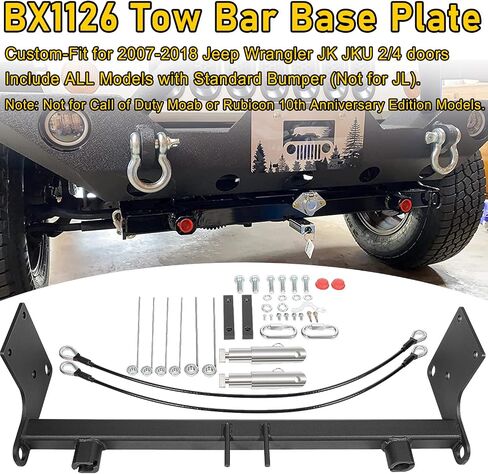 Camoo BX1126 Tow Bar Base Plate Tow Bar Bracket for 2007-2018 Wrangler JK JKU All Models w/Standard Bumper Replace# BX1126 in Saudi Arabia