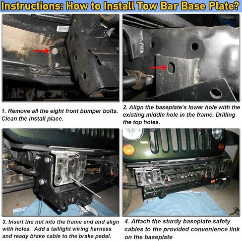 Camoo BX1126 Tow Bar Base Plate Tow Bar Bracket for 2007-2018 Wrangler JK JKU All Models w/Standard Bumper Replace# BX1126 in Saudi Arabia