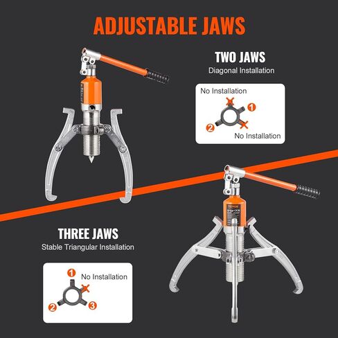 VEVOR مجتذب التروس الهيدروليكية، 15 طن أقصى سعة محمل العجلة سحب فاصل، 2 أو 3 فكي ساحبة، عموديًا وأفقيًا، ساحبة هيدروليكية فكية 12 بوصة مع علبة لسحب المحاور in Kuwait