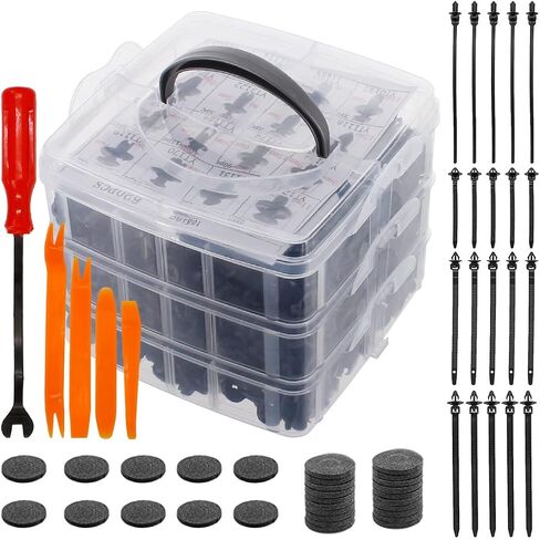 UTSAUTO 675Pcs Car Retainer Clips & Plastic Fasteners Kit Fender Rivet Clips 16 Most Popular Sizes Auto Push Pin Rivets Set for Toyota GM Ford Honda Acura Chrysler in Saudi Arabia