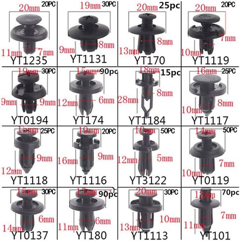 UTSAUTO 675Pcs Car Retainer Clips & Plastic Fasteners Kit Fender Rivet Clips 16 Most Popular Sizes Auto Push Pin Rivets Set for Toyota GM Ford Honda Acura Chrysler in Saudi Arabia