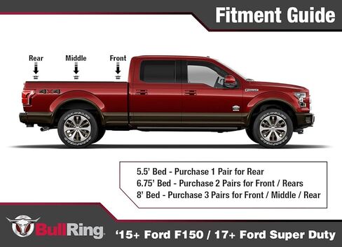 ربطات عنق لسرير الشاحنة قابلة للسحب من Bull Ring لـ '15-'21 Ford F150، 17-'21 Ford F250 & F350 Super Duty، 17-'21 Ford Raptor (زوجان)... in Kuwait