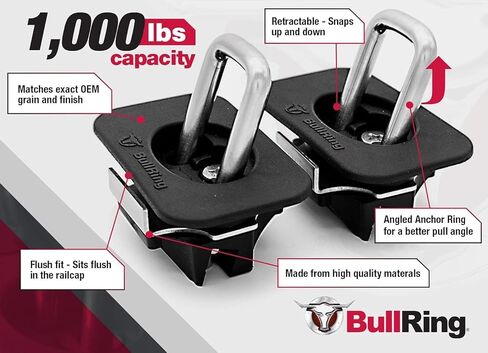 ربطات عنق لسرير الشاحنة قابلة للسحب من Bull Ring لـ '15-'21 Ford F150، 17-'21 Ford F250 & F350 Super Duty، 17-'21 Ford Raptor (زوجان)... in Kuwait