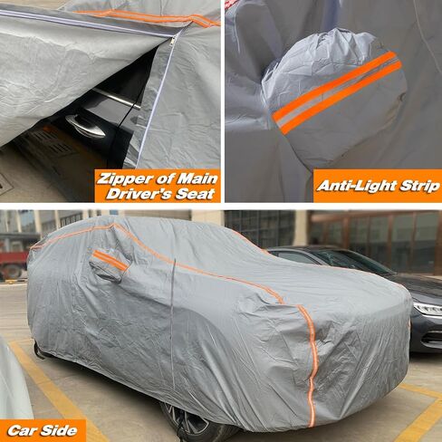 TUCAREST 6-Layers PEVA Premium Full Car Cover Fit for Pickup Sedan hatchback SUVs MPV Rain and snow protection, sun protection, UV protection, and protection of car paint surfaces-Silver Grey -Up 206" in Saudi Arabia