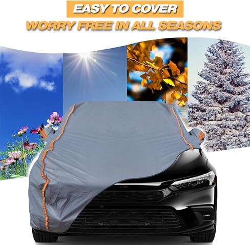 TUCAREST 6-Layers PEVA Premium Full Car Cover Fit for Pickup Sedan hatchback SUVs MPV Rain and snow protection, sun protection, UV protection, and protection of car paint surfaces-Silver Grey -Up 206" in Saudi Arabia
