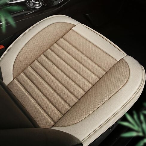واي جيه اكسيان اغطية مقاعد السيارة الامامية المصنوعة من الكتان مصنوعة من الجلد الصناعي، تناسب جميع السيارات وسيارات الدفع الرباعي وسيارات السيدان والشاحنات (بيج) in Kuwait