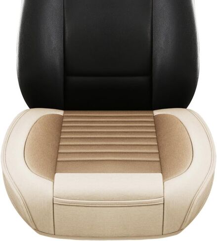 واي جيه اكسيان اغطية مقاعد السيارة الامامية المصنوعة من الكتان مصنوعة من الجلد الصناعي، تناسب جميع السيارات وسيارات الدفع الرباعي وسيارات السيدان والشاحنات (بيج) in Kuwait