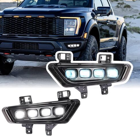 1 Pair Switchback White/Amber/Ice Blue LED Front Bumper Fog Light, 2pcs Daytime Running Lights w/Sequential Flash Turn Signal Light, Bumper Fog Lamps for Ford F-150 Raptor 2021 2022 2023 in Saudi Arabia