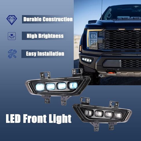 1 Pair Switchback White/Amber/Ice Blue LED Front Bumper Fog Light, 2pcs Daytime Running Lights w/Sequential Flash Turn Signal Light, Bumper Fog Lamps for Ford F-150 Raptor 2021 2022 2023 in Saudi Arabia