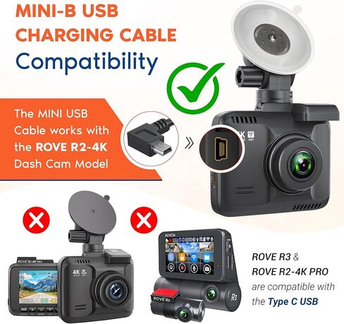 روف كابل طاقة USB صغير لشحن السيارة بطول 12 قدم لكاميرا لوحة القيادة R2-4K من التيميت in Kuwait