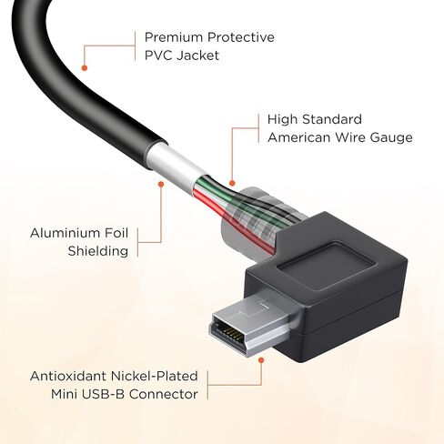 روف كابل طاقة USB صغير لشحن السيارة بطول 12 قدم لكاميرا لوحة القيادة R2-4K من التيميت in Kuwait