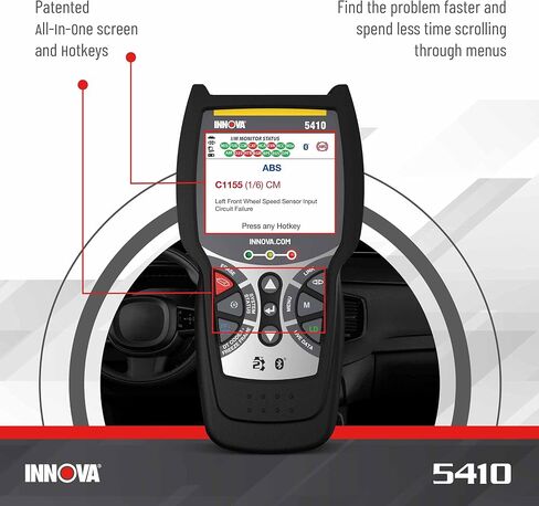INNOVA 5410 OBD2 Scanner ABS SRS Airbag Engine Transmission Scan Tool OBD2, All System Scanner, Airbag Light Reset, Oil Light Reset, Get Fixes & Parts for Unlimited Vehicles on iPhone & Android in Saudi Arabia