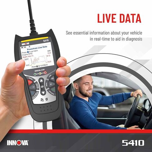 INNOVA 5410 OBD2 Scanner ABS SRS Airbag Engine Transmission Scan Tool OBD2, All System Scanner, Airbag Light Reset, Oil Light Reset, Get Fixes & Parts for Unlimited Vehicles on iPhone & Android in Saudi Arabia