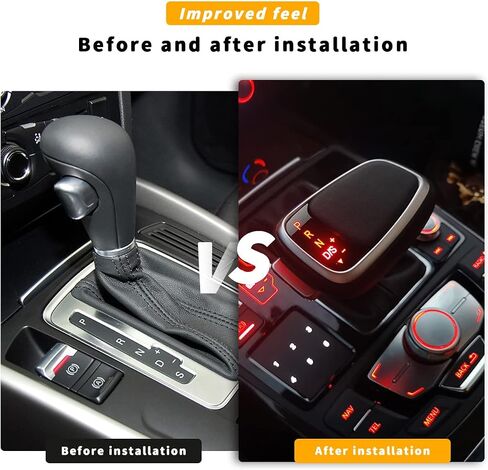 مقبض ناقل حركة اوتوماتيكي للسيارة مع زر مع ضوء LED لسيارة اودي A5 A4L A6L Q7 Q5 B8 B8PA B9 2009-2016 مقبض ناقل الحركة من الجلد مقاوم للغبار (النوع بي) in Kuwait