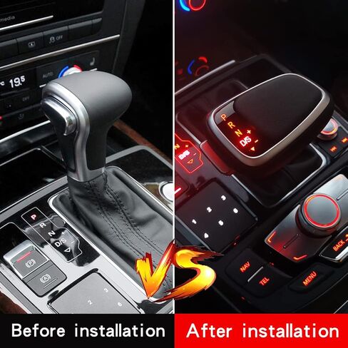 مقبض ناقل حركة اوتوماتيكي للسيارة مع زر مع ضوء LED لسيارة اودي A5 A4L A6L Q7 Q5 B8 B8PA B9 2009-2016 مقبض ناقل الحركة من الجلد مقاوم للغبار (النوع بي) in Kuwait