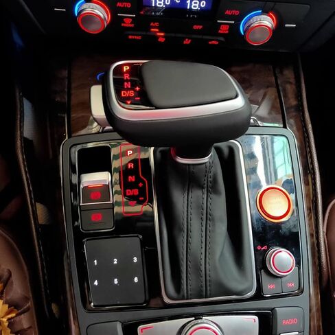 مقبض ناقل حركة اوتوماتيكي للسيارة مع زر مع ضوء LED لسيارة اودي A5 A4L A6L Q7 Q5 B8 B8PA B9 2009-2016 مقبض ناقل الحركة من الجلد مقاوم للغبار (النوع بي) in Kuwait