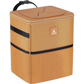 سلة مهملات السيارة من AUJEN مع غطاء وجيوب تخزين، منظم سيارة مانع للتسرب بنسبة 100%، سلة قمامة السيارة مقاومة للماء، سلة مهملات متعددة الأغراض للسيارة (بني) in Kuwait