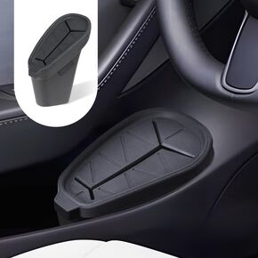 سلة مهملات تيسلا البطيئة، علبة قمامة تيسلا موديل 3، سلة مهملات السيارة مع غطاء منظم صندوق تخزين للباب الجانبي (الباب الأمامي الأيسر) ملحقات تيسلا 3، أسود in Kuwait