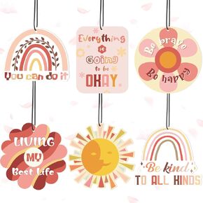 12 Pcs Car Air Fresheners Cute Car Interior Accessories Boho Scented Hanging Air Fresheners Kawaii Essential Oil Automotive Fresheners for Women Men Christmas Gift Car Mirror Decor (Cute)
