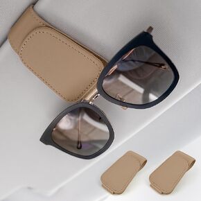 Simket Sunglass Clips for Car Visor, 2pack Magnetic Leather Glasses Eyeglass Hanger Clip for Car, Universal Sunglass Visor Holder Car Visor Accessories