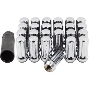 Wheel Accessories Parts 24 Pcs 14mm 1.50 14x1.50 Thread Truck 1.90" Long Spline Lug Nuts Chrome 7 Spline Fits Chevy Silverado GMC Sierra 1500 2016+ Ford F 150 2019+ Ram 1500 in Saudi Arabia