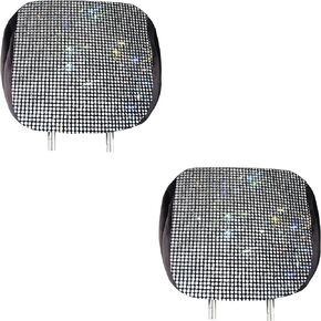 2 Pcs Bling Car Headrest Covers,Universal Glitter Car Seat Headrest Covers,Soft Flannel Headrest Covers for Cars Truck SUV Auto (Red)