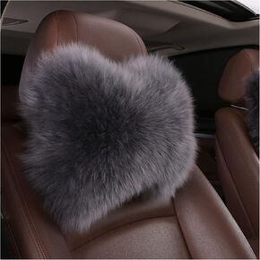 Car Seat Neck Rest Pillow Warm Winter Wool Headrest Head Support Car Decor Accessories (Grey) in Saudi Arabia