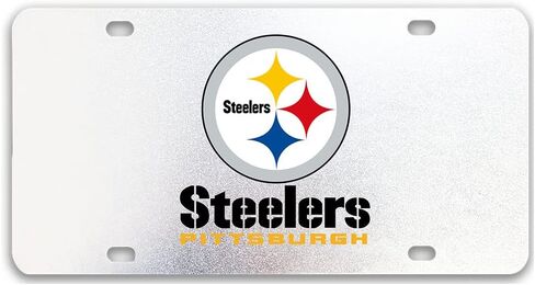 Temoi Genuine OEM New Silver for Steelers License Plate Cover,Metal License Plate Tag fit Steelers in Saudi Arabia