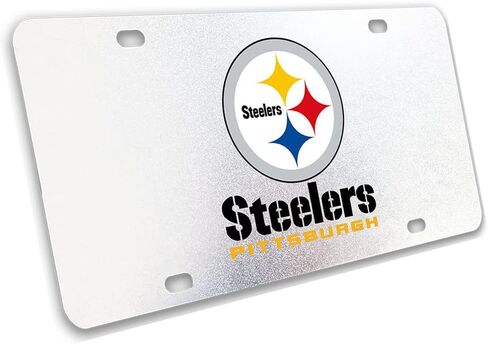 Temoi Genuine OEM New Silver for Steelers License Plate Cover,Metal License Plate Tag fit Steelers in Saudi Arabia